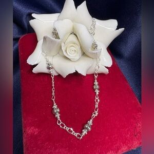 Ankle Bracelet 925 Sterling Silver Chain & Beads Adjustable